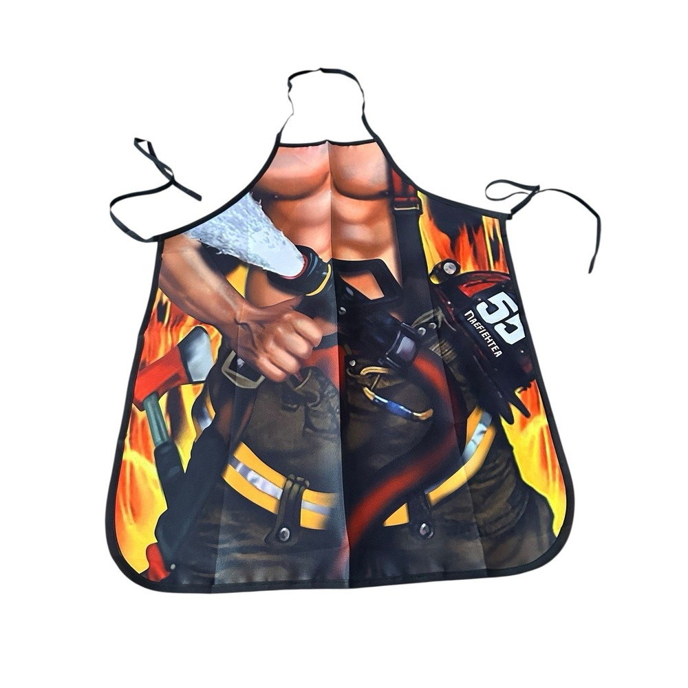 NEW novelty adult ONE SIZE apron full coverage funny SEXY FIRE FIGHTER MAN BODY